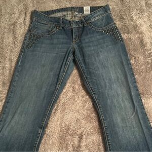 Cruel Girl Keri Low Rise Bootcut Stylish Blue Studded Women's Jeans